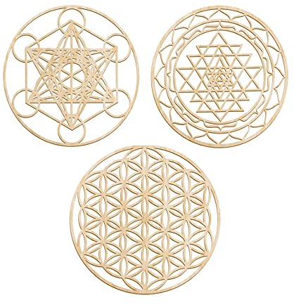 Tiamu 3Pcs Boho Wanddeko, Heilige Geometrie Wandskulptur, Mandala Chakra Wandbild, Minimalistische Wandkunst, Des Lebens Wandkunst, Yoga Meditationsraum Buddha Harmonisches Wanddeko (30cm)