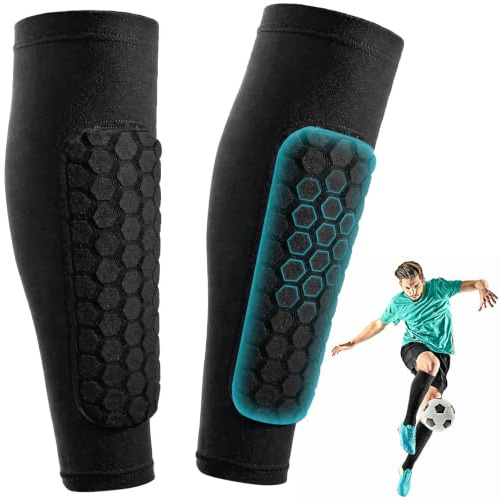 Protège Tibias de Football, Protections de Football Anticollision Cellulaire, Équipement de Football, Manchon de Protection des Mollets Respirant pour Enfants Adultes, Prévenir Les Blessures (Noir)