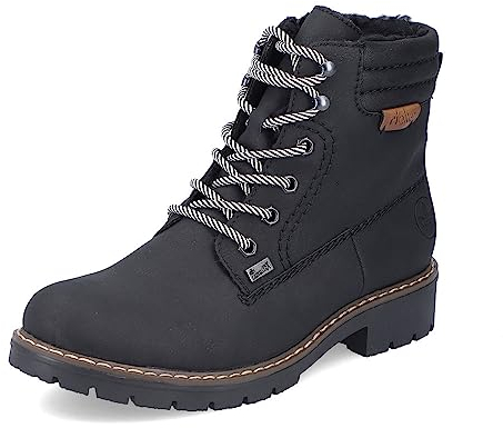 Rieker Damen Schnürstiefeletten Y9125, Frauen Stiefeletten, wasserabweisend, riekerTEX,Booties,halbstiefel,Kurzstiefel,schwarz (00),41 EU / 7.5 UK