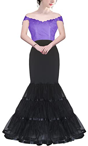 Cheery Love Mermaid Petticoat for Mermaid Wedding Dress Fishtail Underskirt Trumpet Crinoline Slip (s, m, Black)