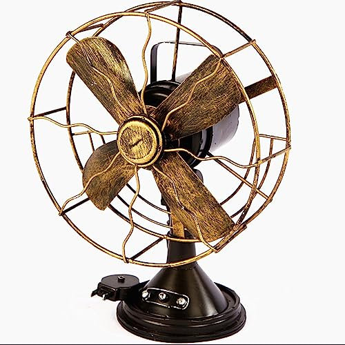 UMMEI Vintage Iron Art Fan Creative Home Festival Gothic Desktop Decoration Collections for Kids Toy Party Supplies,Brass,35cm