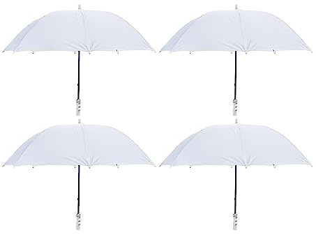 Gadgetking 4 Pack White Umbrella Large 120cm Wedding Brolly Ladies Bridal Plain Handle And Spike Brolly Walking Ladies Mens Unisex Party Parasol Rain Bridesmaid Bridal Fashion Golf