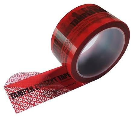 1 Rolle 2 Zoll x 55 Yards Rot Total-Transfer Sicherheitsklebeband | Sofortige Void Nachricht, Ultradicke Void Schicht, Universelle Oberfläche, SGS RoHs, für Garantie & Beweis, TamperSeals Group
