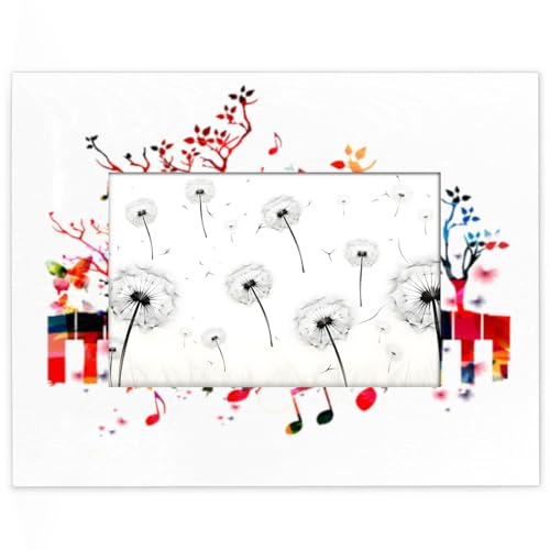 Bilderrahmen mit Musiknoten-Baum, Klavier, 10,2 x 15,2 cm, passend für 13,9 x 8,8 cm große Fotos, bunte Noten, Holzrahmen, Desktop oder Wand, Heimdekoration, Bilderrahmen