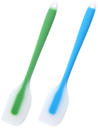 huiyoujiu 2pcs Silicone Spatula, Large, Seamless, Heat Resistant, Non-Stick, Baking Tools for Cooking, Baking and Mixing (Blue, Green)