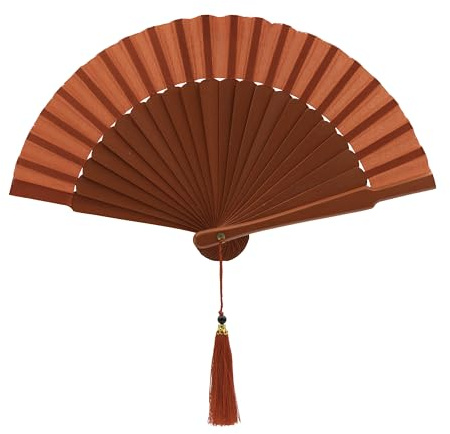 MAPIMANIA - Kleiner Handfächer aus Seidenstoff und Holz Rot mit Etui