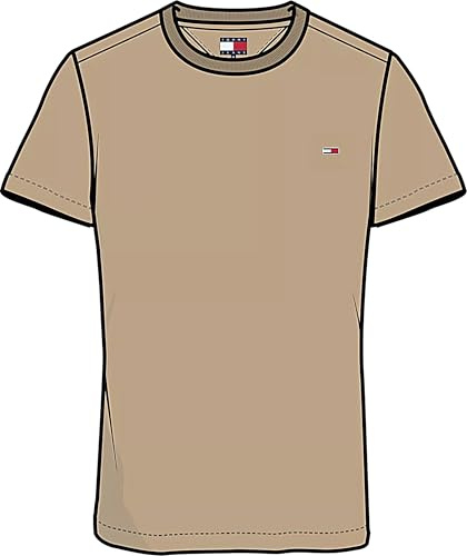 Tommy Jeans Camiseta de Manga Corta Hombre Jersey tee Slim Fit, Beige (Relic Tan), XS