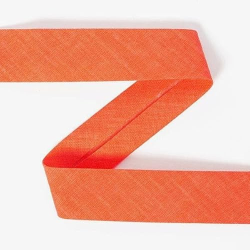 Neon Schrägband, Baumwolle, vorgefalzt, 20 mm breit - 3 Meter, Neon Orange