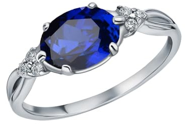 Althum 2Ct erstellt blauer Saphir Ring 925 Sterling Silber Oval Cut blauer Saphir mit Moissanite Aussage Versprechen Ring September Birthstone Jahrestag Ring für Frauen Geschenke
