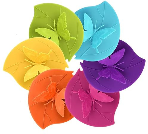 Volumoon 6 tapas de silicona para vasos, antipolvo, hermética, para café y tazas