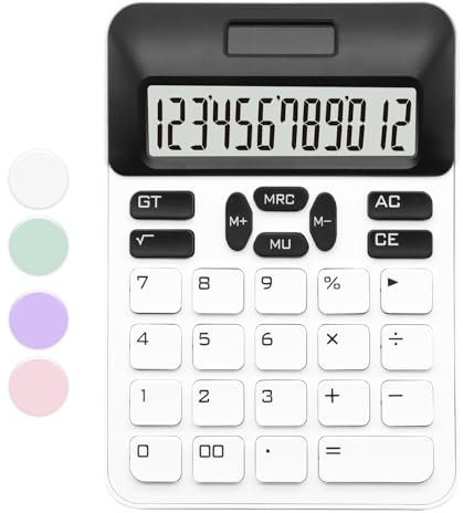 QpenguinBabies Wissenschaftlicher Taschenrechner, 12-stelliges LCD-Display, Dual-Powered (Batterie & Solar), Büro, Zuhause, Schule