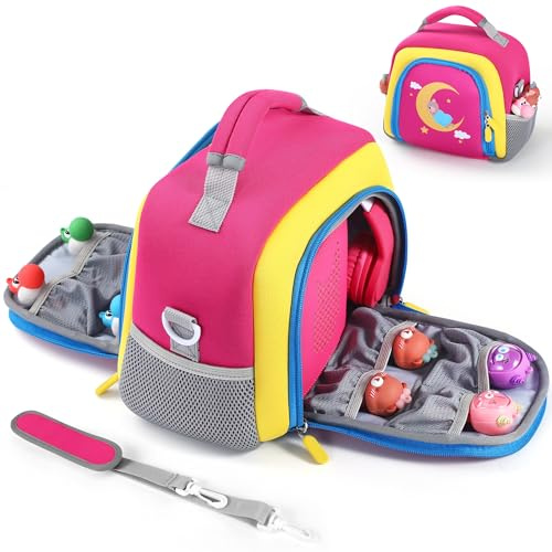 Seracle Portable Travel Organizer Carrying Case Compatible with Toniebox Audio Player, Tonies Figures, Headphones and Charging Station, Storage Carrier Bag for Toniebox Starter Kit (Red)