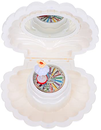 Vaguelly Muschelförmige Spieluhr aus Kunststoff mit LED Beleuchtung Rotierende Melodie Spieluhr für Mädchen Dekorative Schmuckaufbewahrung Geschenk zum Geburtstag