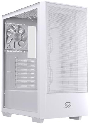 Einarex Pulse P100 Core Caja de PC para Gaming, Soporte para 6 Ventiladores de 120mm, Refrigeración Líquida hasta 360mm, Panel Lateral de Vidrio (Blanco)