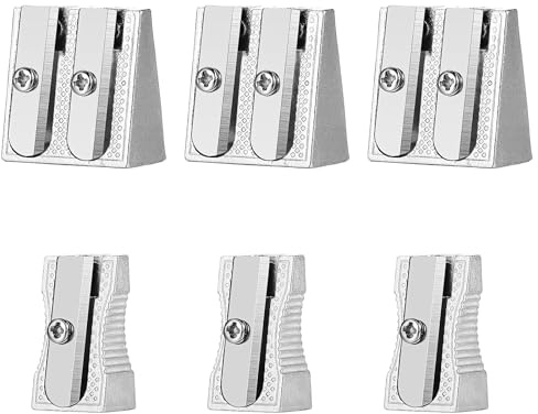 Handheld Metall Bleistiftspitzer,Bleistiftspitzer,6er-Pack Metall 2 Loch Bleistiftspitzers,Leicht zu Transportierender Mini-Bleistiftanspitz-er,Ein-Loch-Bleistiftanspitzers,für Schule,Büro,Kunst