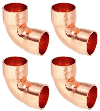 PATIKIL 1/2 ID 0.8mm Thick Elbow Copper Fitting, 4Pcs 99.9% Pure Copper Pipe Fitting 90 Degree Short Radius Tube Connector Sweat Solder for HVAC Refrigeration System