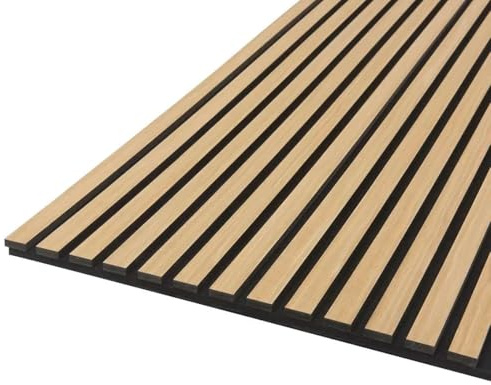 Slat Acoustic Wall Panels - Wood Panels for Walls - Soundproof 3D Wall Panels/Cladding - Decorative & Sound Absorbing Acoustic Panels Slatted Wooden Slats Wall Panel (Light Oak, Pack of 3)