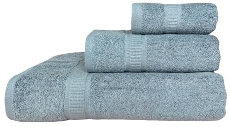 Vionara Home Set Asciugamani 3 Pezzi (Viso + Ospite + Telo) in Spugna 560gr, 100% Cotone, Asciugamani per Bagno, Palestra, Hotel e Spa, Morbidi e Assorbenti, Tris Bagno (Grigio Scuro)