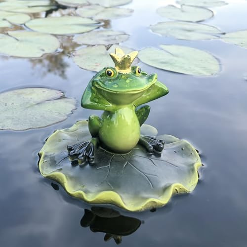 Kertaym Schwimmfrosch Gartenfigur Harzfigur Für Teich Balkon Miniteich Gartenaccessoire Schwimmender Frosch Dekoersatz Teichgestaltung Outdoor-Wasserdkoration (C)