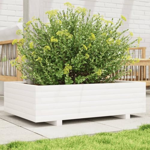 HaoChrymec Pot de Fleurs with pin Massif, Design Robuste, jardinières extérieur, bac à Fleurs extérieur, jardinière Balcon, balconnière extérieure, Blanc, 90 x 60 x 26.5 cm