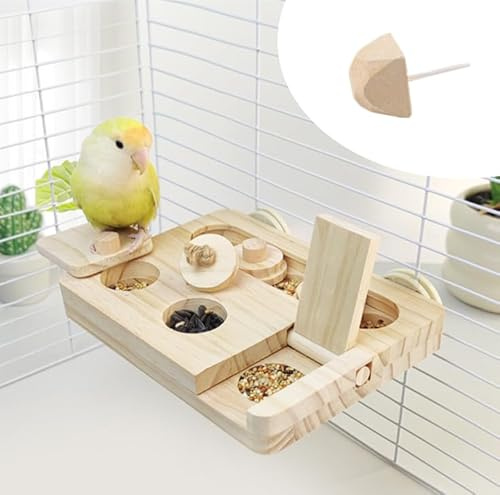 AzulLanse Giocattoli a Puzzle per Foraggiare in Legno per Pappagalli, Periquiti,Cockatiel e Conure Solari,Interattivo per Arricchimento Mentale degli Uccelli,1 pietra da mordere