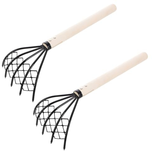 Genérico 2 Piezas Rastrillo de Mano con Mango de Madera Púas Afiladas y Herramienta Ligera para Excavar Almejas y Mariscos Playa Resistente y Fácil de Usar