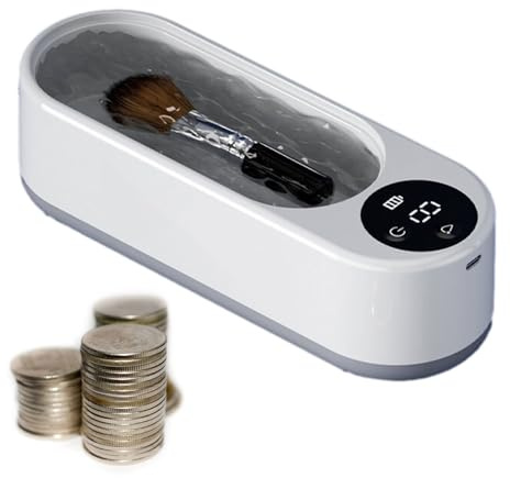 Nettoyant pour lunettes, Nettoyant pour lunettes à ultrasons - Nettoyeur de contact à faible bruit 45000HZ Vibrations haute fréquence, Pour montre, collier, pièce de monnaie, anneau, Nettoyeurs