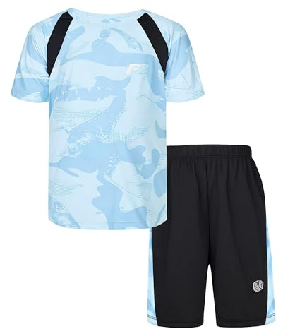 FULAIDE Boys Summer Outfits 2-Piece Athletic Set, Tee & Elastic Waist Shorts, Boys Summer Clothes for Active Sizes 6-13