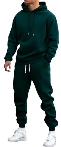 Completo felpa con cappuccio e pantaloni della tuta da uomo, tuta da uomo in pile con cappuccio, 2 pezzi, caldo completo sportivo felpa e pantaloni della