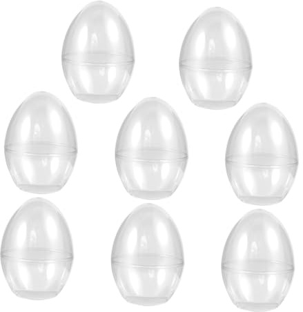 iplusmile 8pcs Plastic Easter Egg Candy Boxes 90x90x120mm Flat Bottom Fillable Party Favor Containers for Holiday Decor and Craft Storage