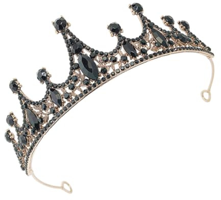 TEMPNAP Couronne Vintage Baroque Noire pour Mariée, Bijou de Cheveux Cristal Élégant, Serrage-tête Rétro pour Mariage, Anniversaire et Accessoires de Robe de Mariée, Ornement Coiffure
