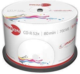 Primeon Photo-on-Disc - 50 x CD-R - 700 MB (80 Min) 52x - in Fotoqualität bedruckbare Oberfläche - Spindel