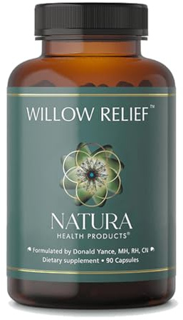 Natura Health Products Willow Relief Supplement - Enhances Muscle Relaxation - Featuring White Willow Bark, Turmeric, Boswellin Super Indian Frankincense, Corydalis Rhizome (90 Capsules)