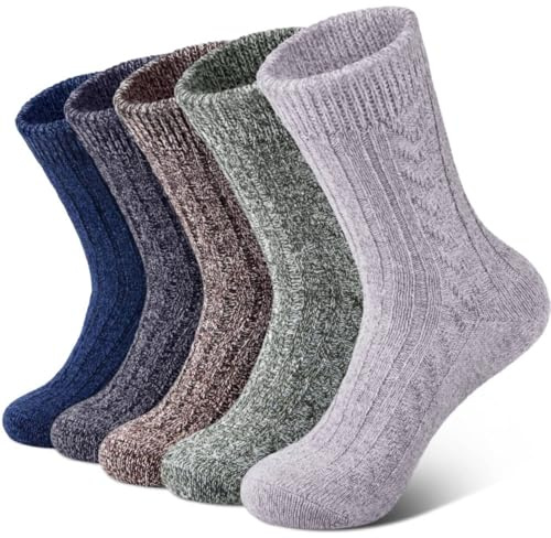 Loritta Wool Socks for Women, Winter Warm Stocking Stuffers Gifts for Women Cabin Crew Hiking Boot Socks,A-solid Color 02