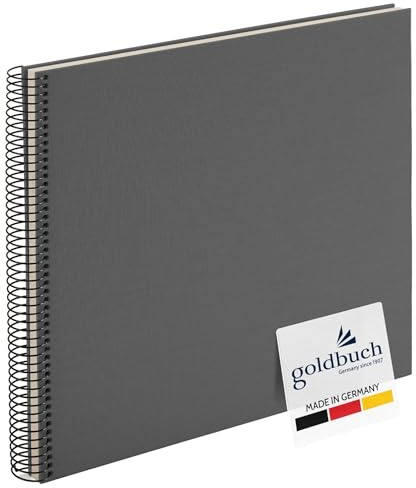 goldbuch 25 325 Spiralalbum Bella Vista, Foto Album 35 x 30 x 1,5 cm - Spirale ⌀ 2,8 cm, Fotoalbum, 40 weiße Seiten, Erinnerungsalbum Leinen, Fotobuch für Bilder und Fotos zum Einkleben, Grau
