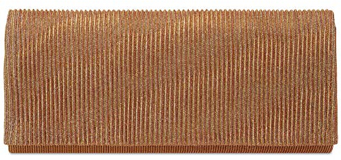 Caspar TA514 elegante Damen Glitzer Clutch Abendtasche, Farbe:roségold, Größe:Einheitlich