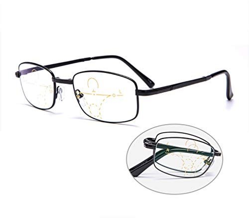 RXBFD Photochrome Progressive multifokale Faltbare Lesebrille, stilvolle tragbare Anti-Augenbelastungs-Federscharnier-Unisex-Computerleser für Frauen und Männer