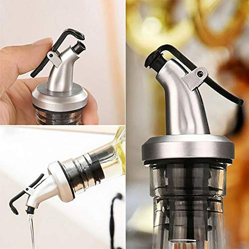 Liquor Pourer Dispenser Oil Drizzler Sprayer Bottle with Dust Cap Pourers Plastic Nozzle Spirit Wine Cap Tapered Spout for Bar and Kitchen Use Open & Close Cap Flip Top Stopper by Koksi