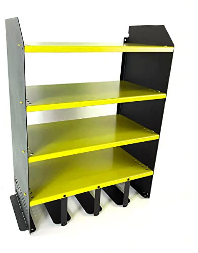 MegaMaxx Power Tools Storage Charging Station with 4 Tool Hanging Capacity and 4 Shelf - Wall Mount Toolbox Rack Cabinet for Home, Workshop, DIY Garage Hand Tools Organiser (Yellow)