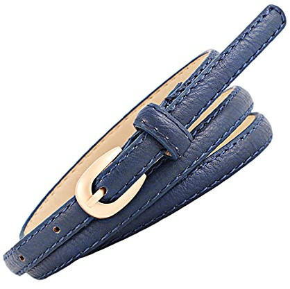 Jungerhouse Damen Skinny PU Leder Dünner Gürtel Einfarbig Super Schmal Belt Taillengürtel für Jeans Kleid in Dornschließe Retro Leder Gürtel