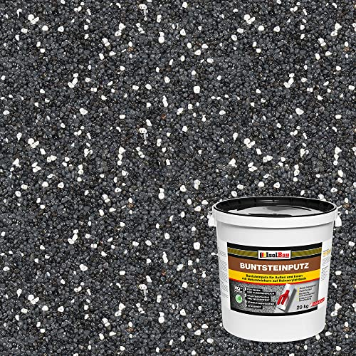 Isolbau - Buntsteinputz für Außen und Innen (Anthrazit/Graphit, Weiss) 20 kg - BP35 Mosaikputz Dekorationsputz Frostsicher, Wasserfest, Stoßfest