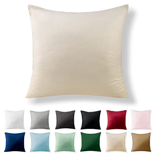 Alreya Renforcé Kissenbezug 80 x 80 cm - 100% Baumwolle mit Reißverschluss, Superweicher Kopfkissenbezug 80x80, Kissenhülle, Beige, nur Kissenbezug