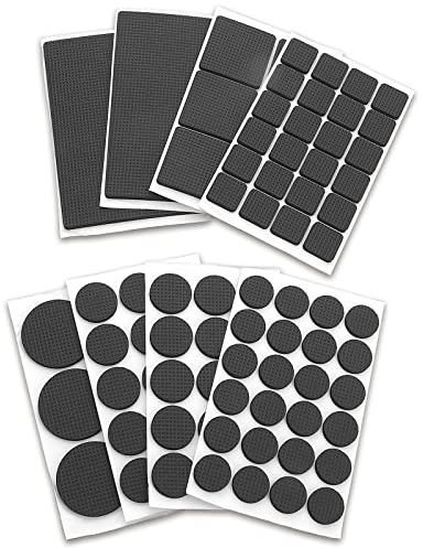 Grevosea 93 Non Slip Floor Protectors - Self Adhesive Chair Pads, Round Furniture Pads for Hardwood Floors, 8 Sheets, 1 Inch, Black