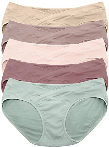 Kindred Bravely Under the Belly Bikini Maternity Underwear for Women and Postpartum Underwear 5 Pack (Assorted Pastels, Medium)