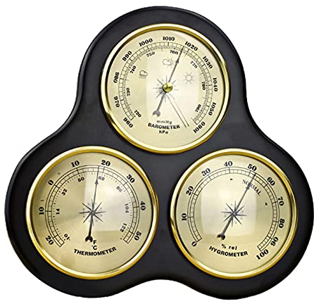 YANYUESHOP Umgebungswetter, 3-in-1-Wetterthermometer zur Wandmontage, Barometer mit Zifferblatt, traditionelle Station, Barometer aus Holz, Keine Batterie erforderlich, Barometer mit und Hygrometer