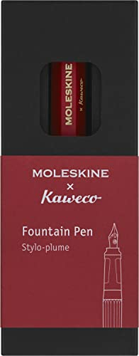 Moleskine x Kaweco, Penna Stilografica in Plastica ABS con Pennino Misura M Placcato in Oro, per Scrivere e Prendere Appunti, Cartuccia d'Inchiostro Blu Inclusa, Colore Rosso