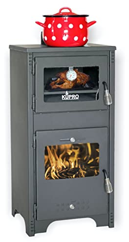 Kaminofen mit Backfach und Herdplatte Holzofen 7 kW Ever 2 Kamin Ofen Holz Werkstattofen Hüttenofen Gartenofen Heizofen