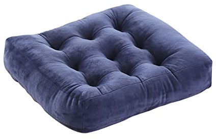 kuyouqi Thick Velvet Seat Pad Armchair Booster Cushion Soft Square Seating Cushion for Office Dining Garden Bedroom Floor (45 x 45 x 10 cm, Navy Blue)