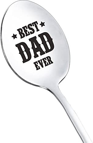 Haowul Cucchiaio in Acciaio Inossidabile Cucchiaio Posate per Le Cozze Lettere Personalizzate Regalo di Posate per Festa del papà per Cucina di Casa