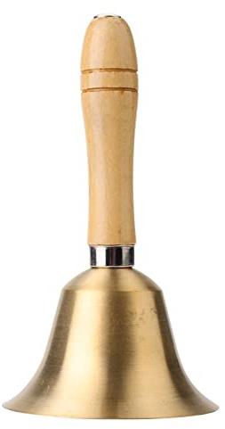 Campana de Mano Multifuncional de 15cm Campanillas Campana de Llamada de Mano con Mango de Madera Maciza para la Escuela Juguete Niños Servicio
